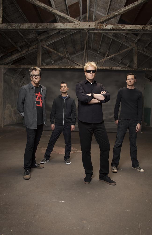 Parada (second from left) has played drums in the Offspring since 2007. Picture: Supplied