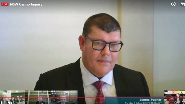 James Packer during his appearance at the NSW casino inquiry