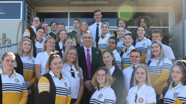 James Nash State High students with principal Jackson Dodd and #27 on the list of Gympie’s Most Influential People of 2020.