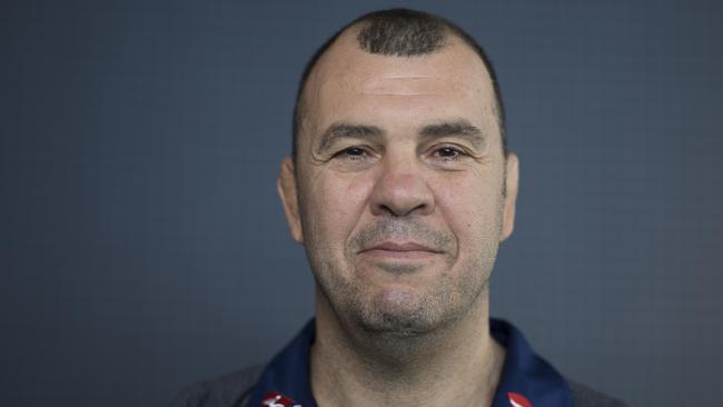 Michael Cheika poses for a portrait at the Rugby Australia building.