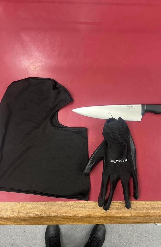 Items seized by police called to train stations and transport hubs in the Hills after reports of youths wearing hoodies and face masks. Photo: Facebook