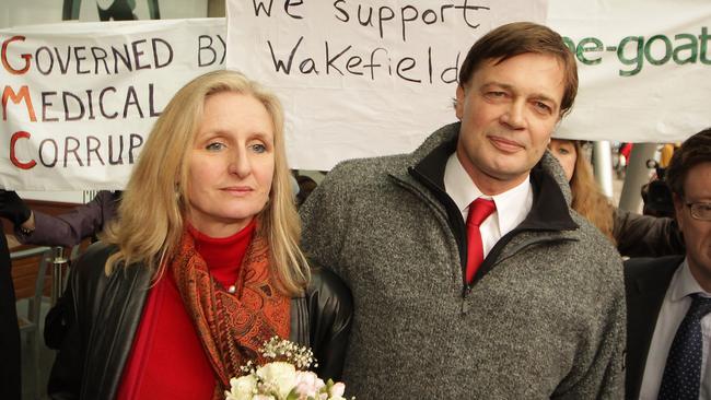 Dr Andrew Wakefield with his wife Carmel. Picture: Peter Macdiarmid/Getty Images