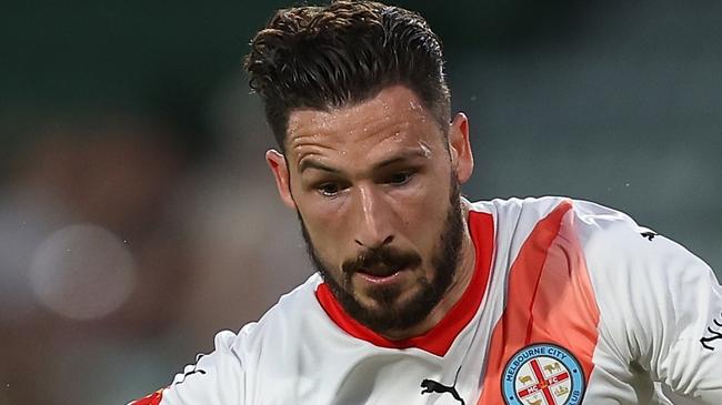 PERTH, AUSTRALIA - DECEMBER 08: Mathew Leckie of Melbourne City in action during the A-League Men round seven match between Perth Glory and Melbourne City at HBF Park, on December 08, 2023, in Perth, Australia. (Photo by Paul Kane/Getty Images)