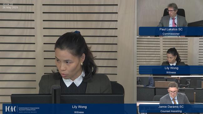 Strategic adviser Lily Wong testifies at the ICAC Operation Landan inquiry. Picture: Independent Commission Against Corruption.
