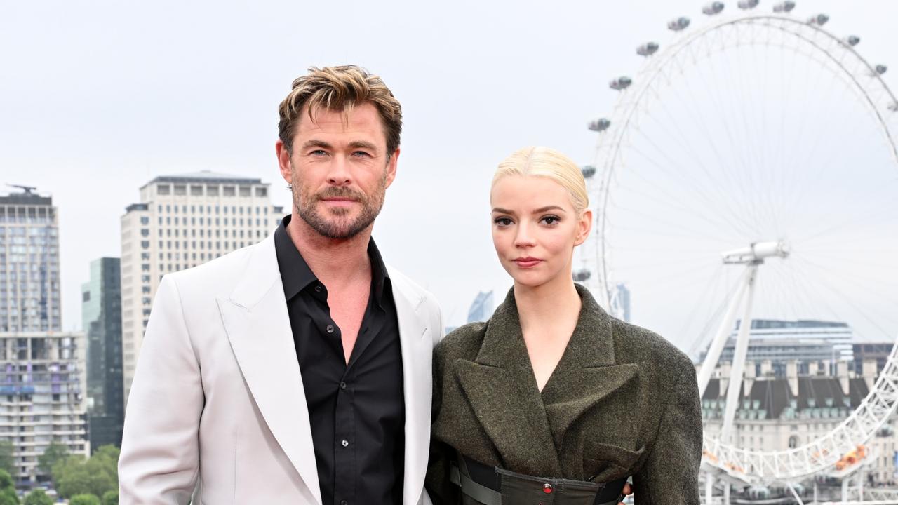 Chris Hemsworth and Anya Taylor-Joy attend a London photocall for ‘Furiosa: A Mad Max Saga’ at Corinthia Hotel London on May 18, 2024. Picture: Jeff Spicer/Getty Images for Warner Bros. Pictures