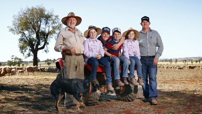 Ron, Lucy, Thomas, Campbell, Bella and Peter Campbell. Picture: Richard Dobson