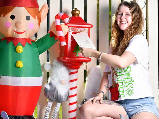 Tiphanie Clarke has set up a 'North Pole' letterbox at her house, for kids to write to Santa. Picture: Alix Sweeney