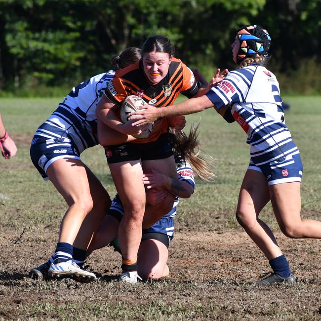 The Herbert River Crushers Women’s team drew 20-20 with Townsville Brothers in a hard-fought contest in Ingham on Saturday. Picture: Cameron Bates
