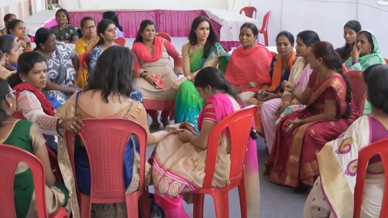 Meghan meets with local women. Picture: World Vision/ITV