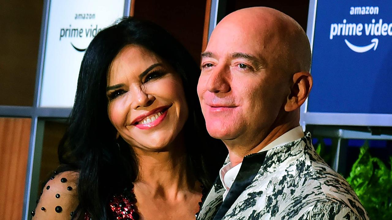 Bezos and girlfriend Lauren Sanchez in Mumbai on January 16. Picture: Sujit Jaiswal/AFP