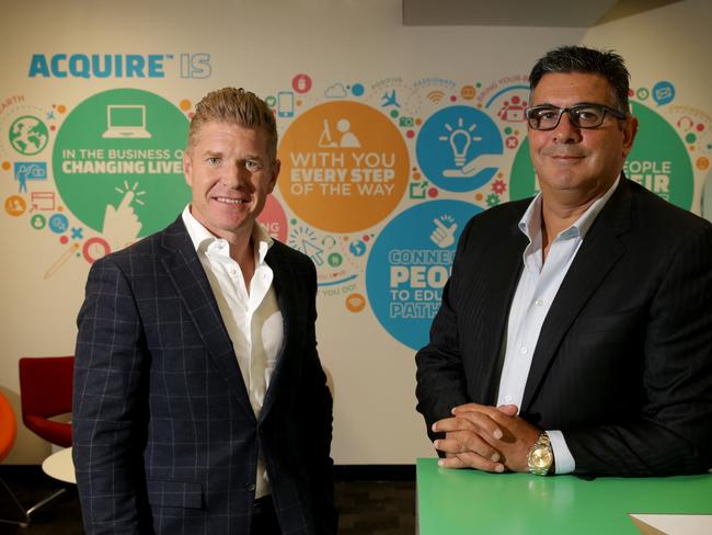 Acquire MD John Wall and chairman Andrew Demetriou at the company's Armadale office, Melbourne.