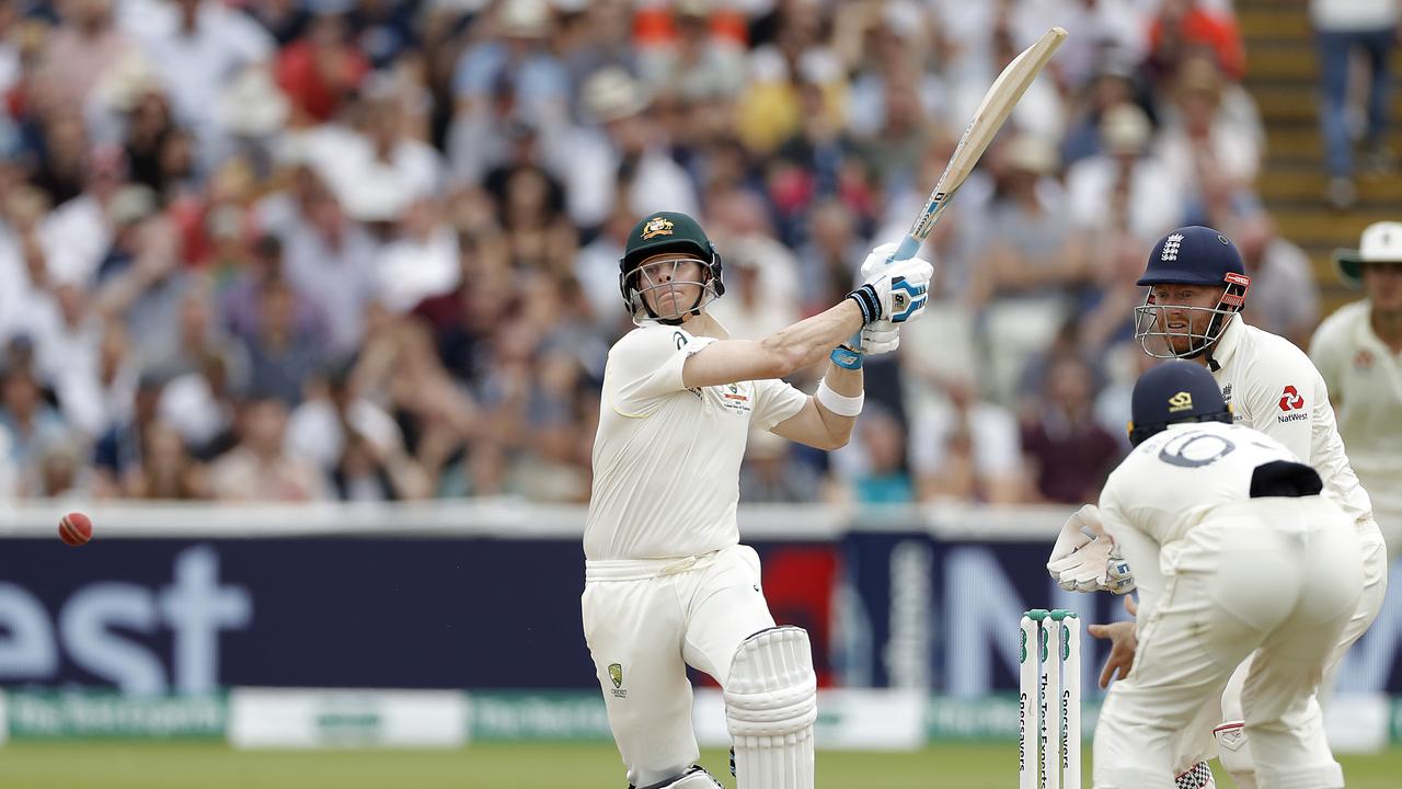 Steve Smith pulls to the boundary on day four of the first Test, an innings where he made 142. Picture: Ryan Pierse/Getty Images.