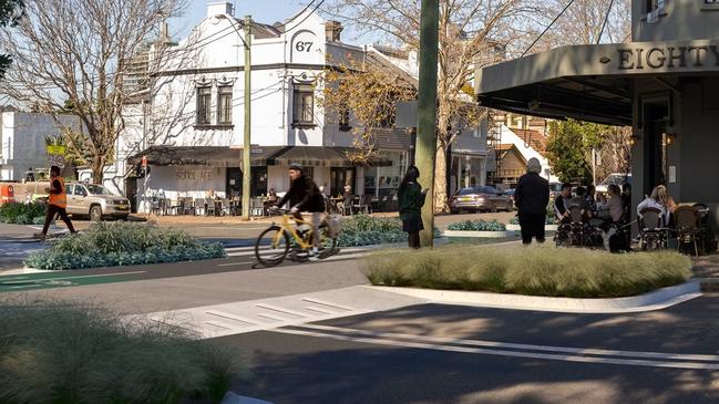 A concept image of the new bike path outside the cafe.