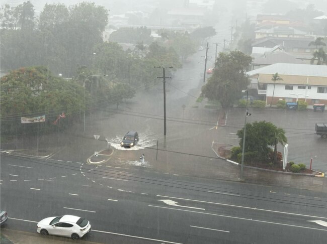 Old Cleveland Rd completely underwater on Tuesday