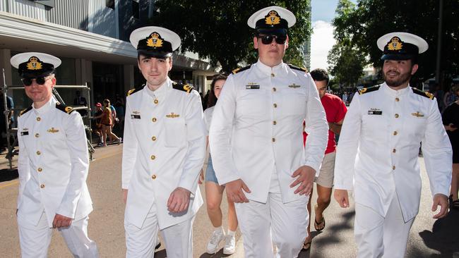 Thousands of Territorians lined the streets to show their respects for the Anzac Day parade. Picture: Pema Tamang Pakhrin