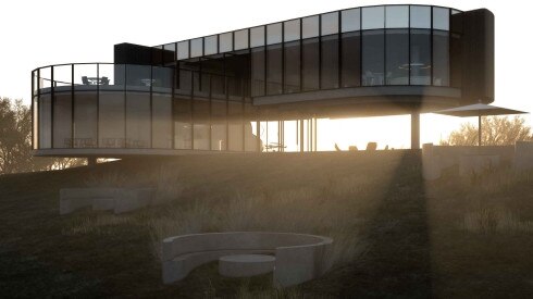 Architect’s render of the proposed new building at Mount Jagged Wines. Picture: Arc Two