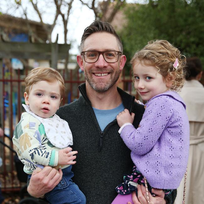 Parents protesting at plans to close Alexander Thomson Belmont Kinder. Picture: Alan Barber