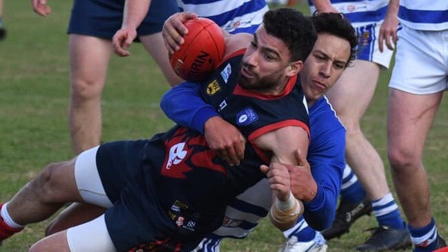 Action from the Mount Barker v Uraidla Hills Football League game. Picture: Supplied, Mount Barker Football Club Facebook page