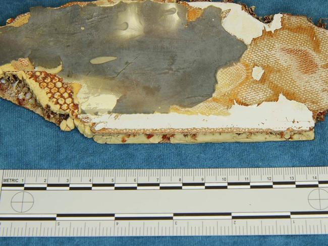 Possible debris from missing passenger jet MH370 handed over by a US amateur investigator. Picture: AFP/Australian Transport and Safety BureauSource:AFP