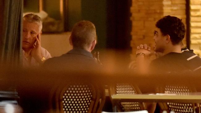 Latrell Mitchell dining with Cowboys officials in Townsville last week. Picture: Evan Morgan