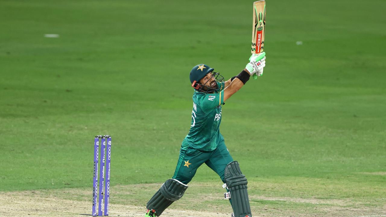 Mohammad Rizwan plays a shot during the World Cup semi-final. Picture: Francois Nel/Getty Images