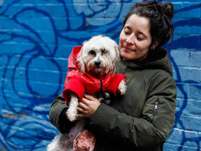 SYDNEY, AUSTRALIA - NewsWire Photos May 5, 2024: Wet Weather in Sydney today. The Dog is called Sydney with owner Luisa Lopez. Picture: NCA NewsWire / David Swift