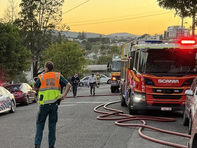 One person is dead after a fire at a unit in the Brisbane suburb of Albion. Image: Queensland Ambulace Service/Supplied