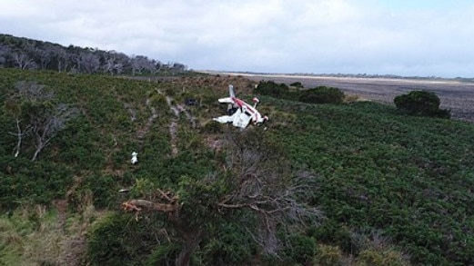 The wreckage of the plane involved in the fatal crash. SUPPLIED ATSB