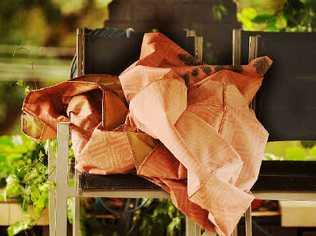 Heaven-sent: A section of the barbecue cover thrown on a pile of chairs at the Van Dartel’s Alstonvale home seems to have taken the form of the face of Jesus. Picture: Jacklyn Wagner