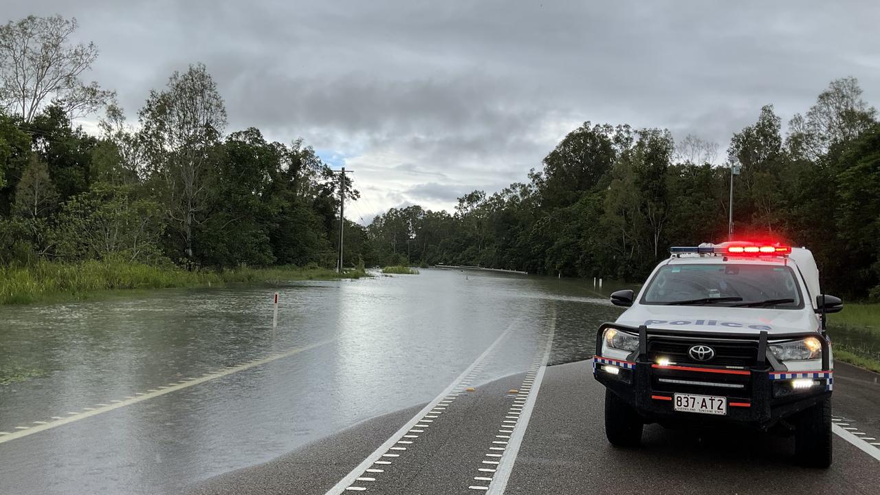 Arnot Creek on the Bruce Highway north of Ingham has been flooded on multiple occasions in 2025 but was open to traffic between Cairns and Townsville on Friday. Picture: QPS