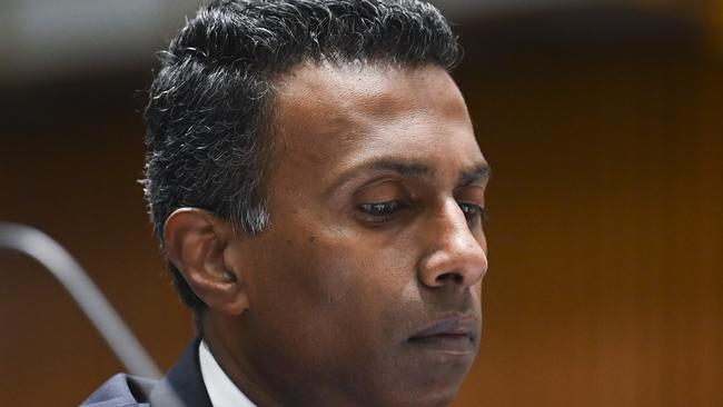 Lambo Kanagaratnam appears before a Senate inquiry following the November 8, 2023, outage at Parliament House in Canberra. Picture: NCA NewsWire / Martin Ollman