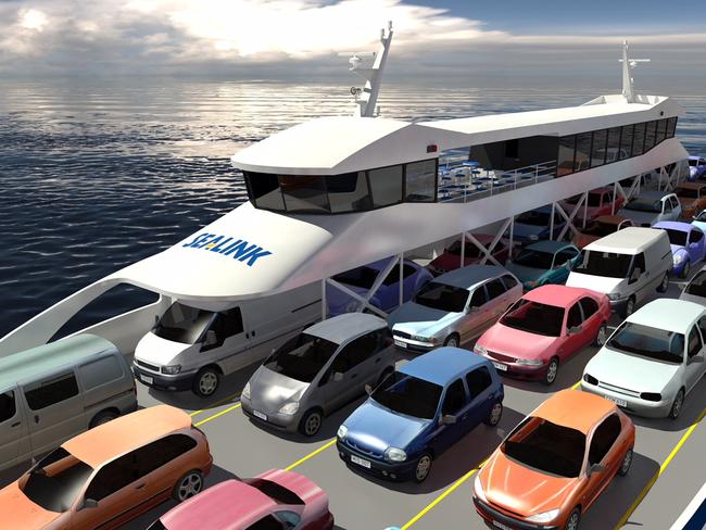 An artist’s impression of one of th etwo new ferries to be built for the Bruny Island ferry run, which is to be operated by SeaLink Travel Group for the next decade. Picture: SEALINK