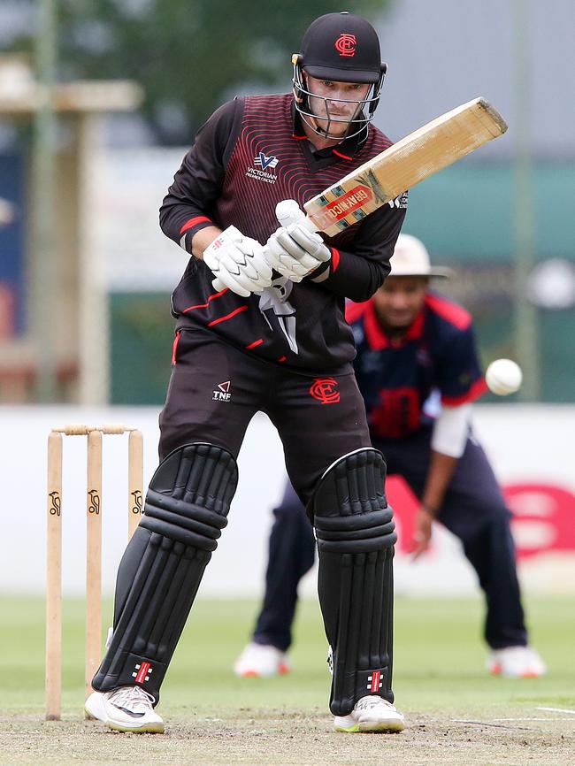 Premier: Essendon’s Issac Willett defends. Picture: George Sal