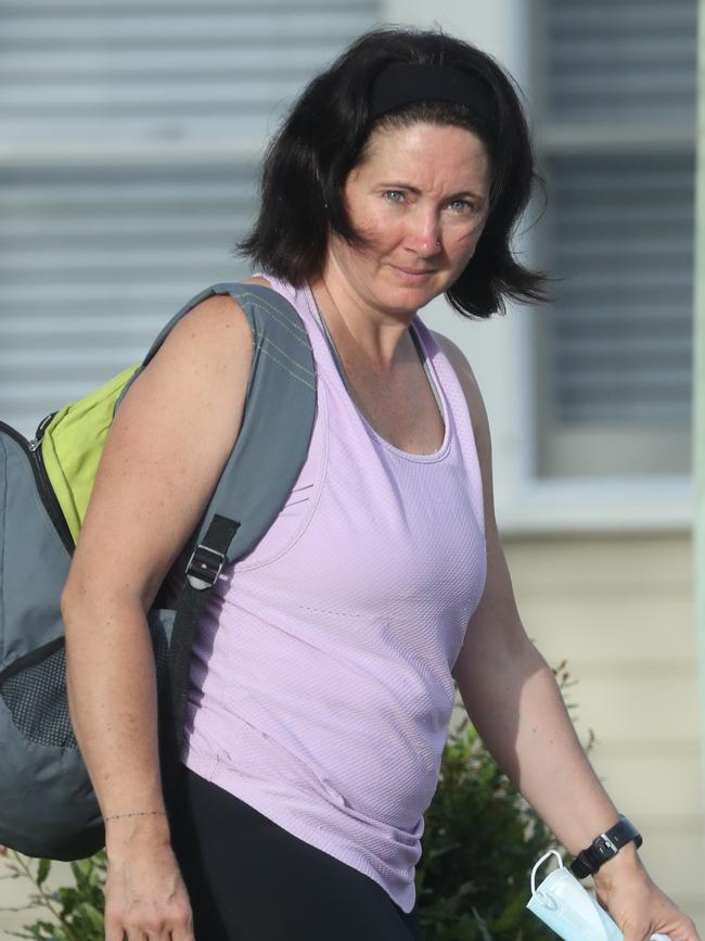 Teacher Lauren Russell leaving her Beverley Hills home on Monday. Picture: John Grainger