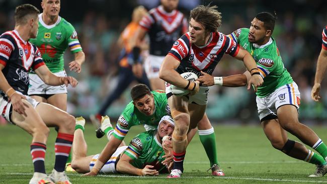 Angus Crichton made an impact for the Roosters. Picture: Getting Images