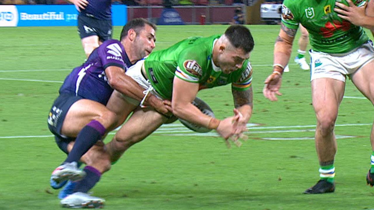Cameron Smith comes up with a try-saver.