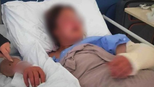 A woman has been hospitalised after a man attacked her with a wooden stake and knife. Picture: 9 News