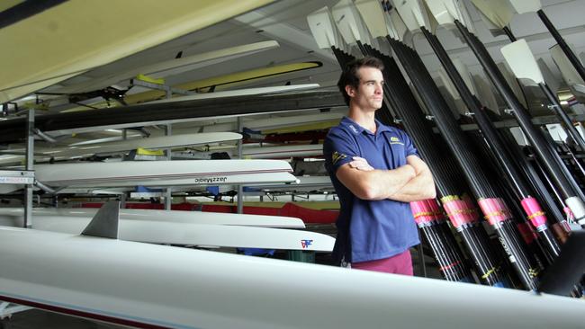 Jared Bidwell at Qld Uni, St Lucia, rowing sheds in 2009. 