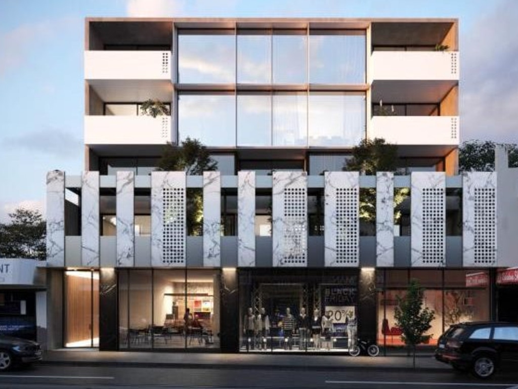 A rendering of the five-storey apartment building granted planning permission on Glen Huntly Road at Elsternwick.