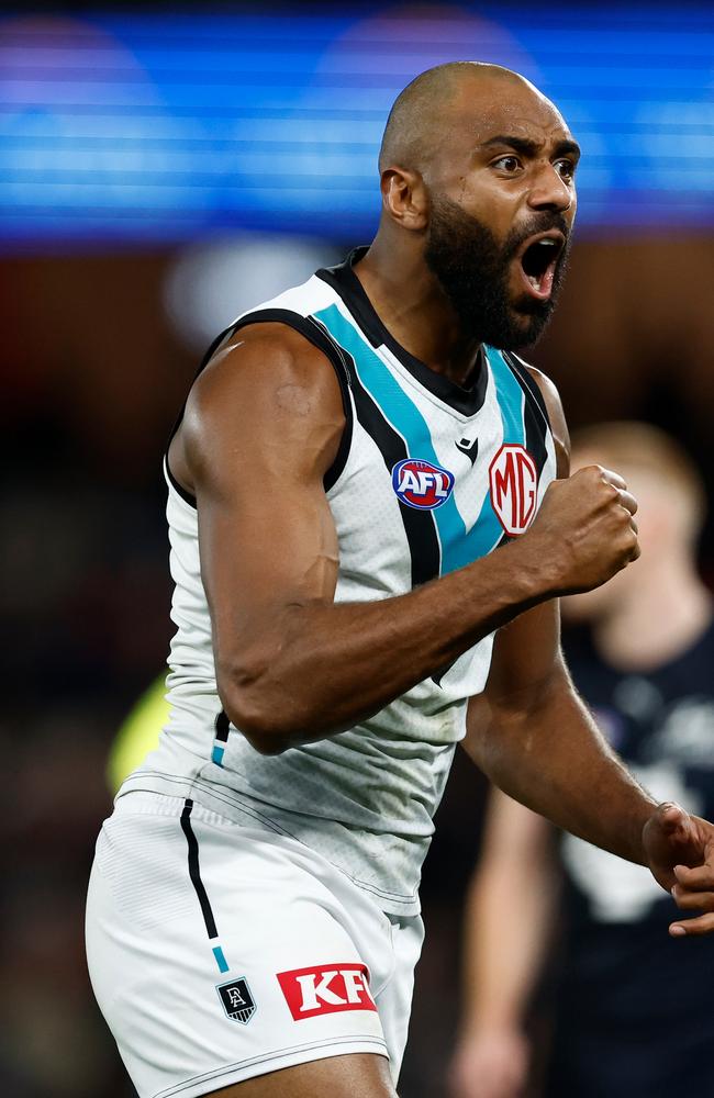 Esava Ratugolea went forward for Port Adelaide on the weekend. Picture: Michael Willson/AFL Photos via Getty Images.