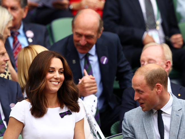 Prince William, Duke of Cambridge and Kate, Duchess of Cambridge look on from the centre court. Picture: Getty.