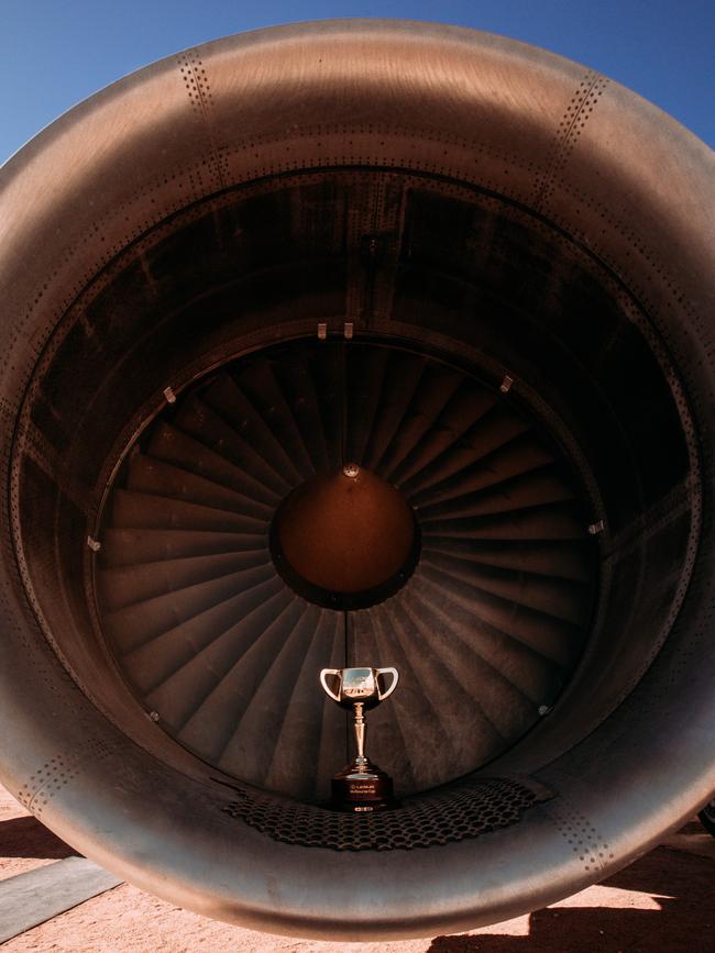 The Melbourne Cup visits the Qantas Museum in Longreach, central Queensland.