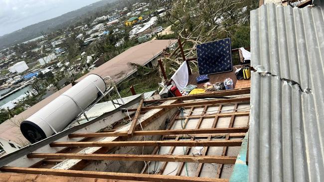 Port Vila resident Sarah Sands lost the roof of her family home during Cyclone Kevin. Source: Supplied