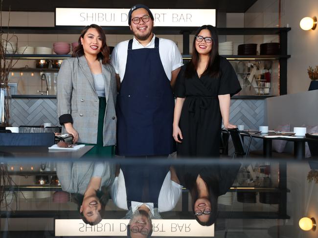 New dessert bar Shibui, with owners Thy Nguyen, Quang Nguyen and Lisa Chao. Photo: Tait Schmaal