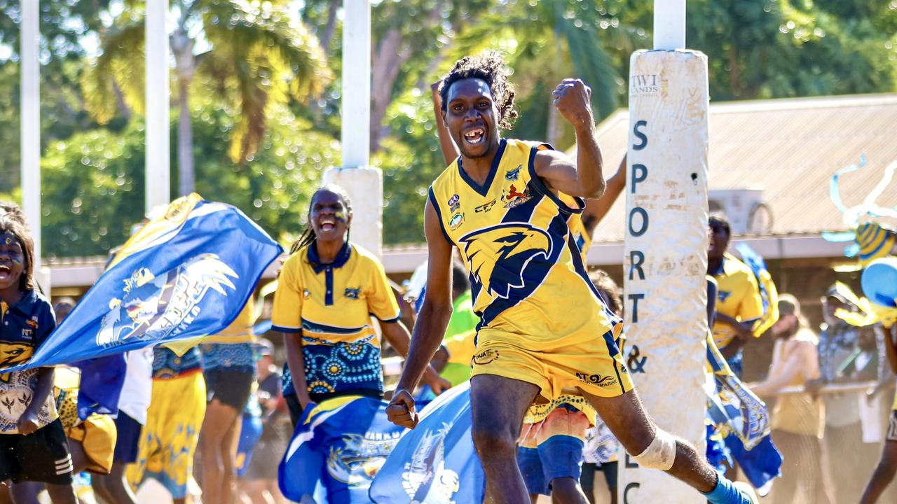 The Ranku Eagles triumphed over the Muluwurri Magpies in the 2024 Tiwi Islands Football League grand final. Picture: Celina Whan / AFLNT Media