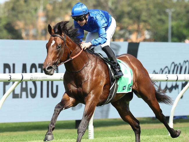 SYDNEY, AUSTRALIA - FEBRUARY 22: Adam Hyeronimus riding Beiwacht win Race 6 TAB Silver Slipper Stakes during Sydney Racing at Rosehill Gardens on February 22, 2025 in Sydney, Australia. (Photo by Jeremy Ng/Getty Images)