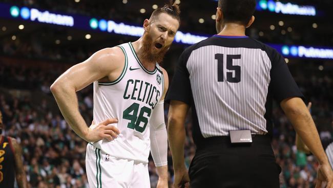 Aron Baynes during Game Seven of the 2018 NBA Eastern Conference Finals. Picture: Getty Images