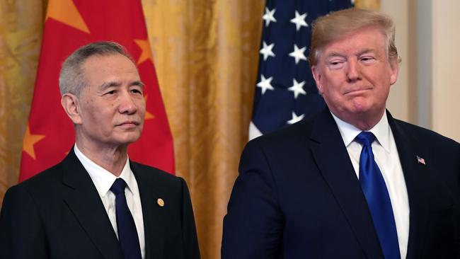 Liu He, seen during a 2020 meeting with Donald Trump, attended Harvard in the 1990s. Picture: Saul Loeb/AFP
