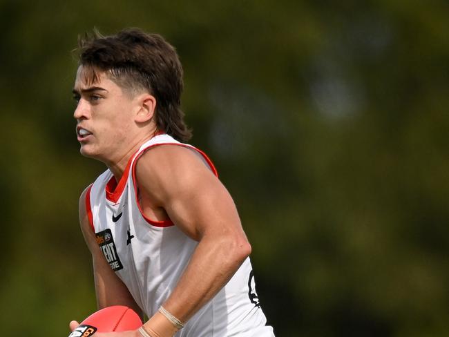 Indhi Kirk in action for the Swans. (Photo by Morgan Hancock/AFL Photos/via Getty Images)