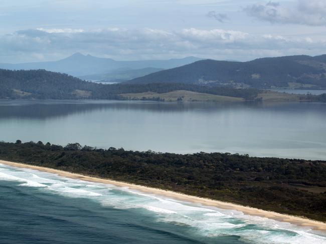 Bruny Island from the air. Picture: ROGER LOVELL